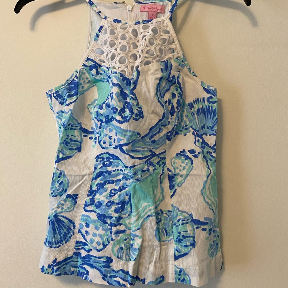 Blue and White Lilly Pulitzer top